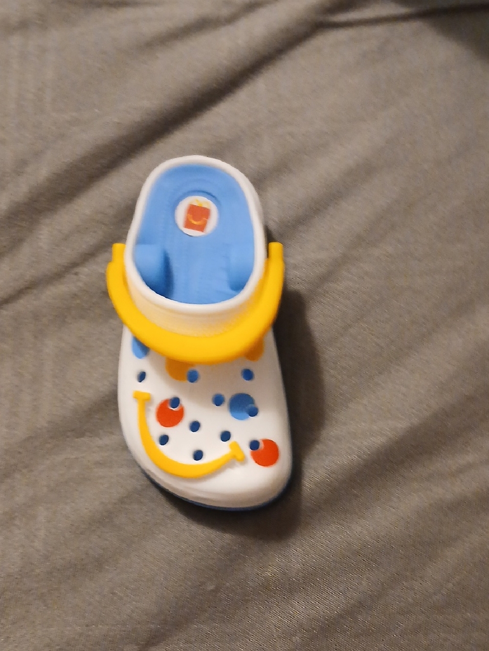CROCS White Clog with Blue Footbed and Yellow Strap